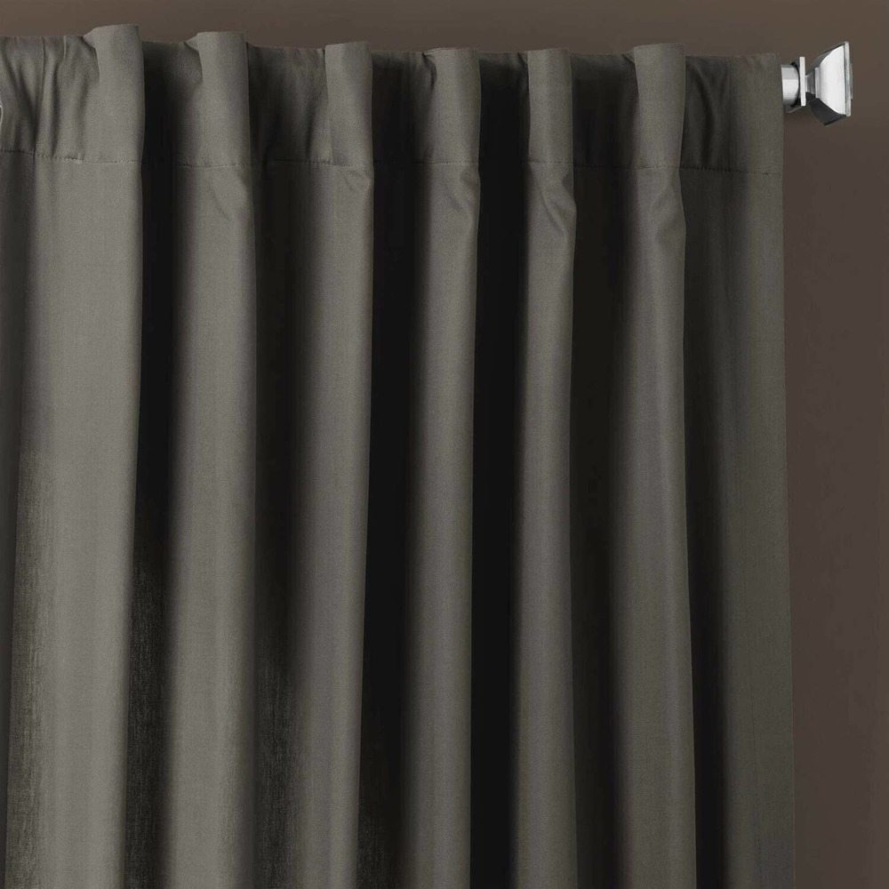 2 Curtain Panels Exclusive Fabrics & Furnishings PRCT-S04B-96 Solid Cotton - Picture 3 of 6